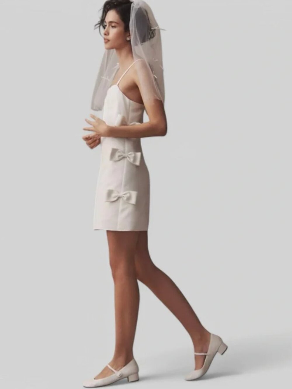 Sleeveless Square-Neck Side-Bow Mini Dress